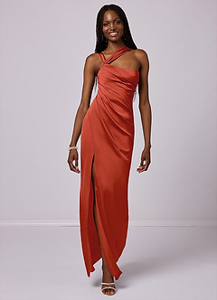 Barbie ♥ Azazie Bridesmaid Dresses Rust Mermaid One Shoulder Stretch Satin Dress image1
