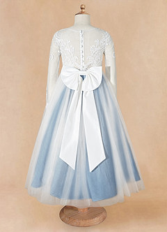 Azazie Elodie Blumenmädchenkleider Ballkleid Spitze Kleid Elfenbein Stahlblau image11