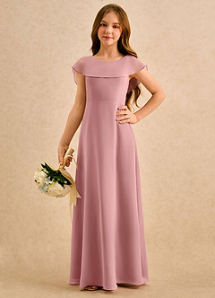 Azazie Kittie Girls Formal Flower Girl Dresses Dusty Rose A-Line Chiffon Dress image5