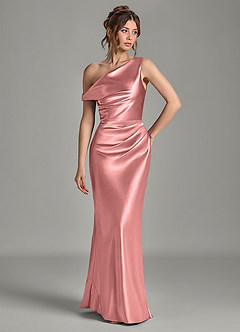 Azazie Emerson Bridesmaid Dresses Rosette Mermaid Off the Shoulder Metallic Satin Dress image4