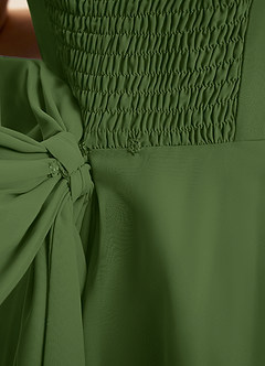 Azazie Arie Junior Olive A-Line Ruched Chiffon Dress image7