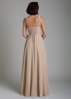 Azazie Azaria Bridesmaid Dresses Taupe A-Line Corset Chiffon Dress image6
