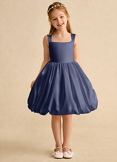 Azazie Nirvana Jurken voor bloemenmeisjes Baljurk Jurk van Mat Satijn Ruches Stormachtig image2