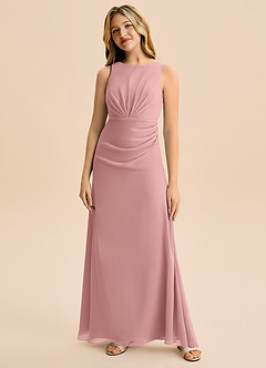 Azazie Floris Junior Jurk van Chiffon met A-Lijn Geplooid Stoffige Roos image4