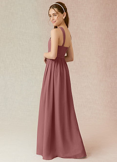 Azazie Jiya Junior A-Linie Plissee Chiffon Kleid Wüstenrose image3