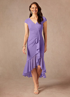 Azazie Renetta Mother of the Bride Dresses Tahiti Sheath V-Neck Pleated Mesh Dress image1