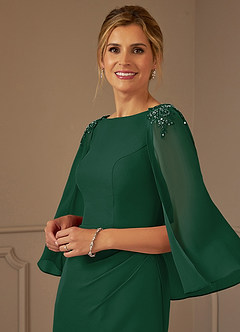 Azazie Carmela Mother of the Bride Dresses Dark Green Sheath Lace Chiffon Dress image6