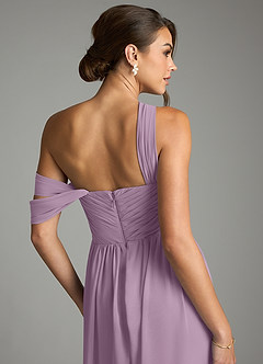 Azazie Kassandra Robes de demoiselle d'honneur Robe Trapèze en Mousseline de soie Épaule décolletée Glycine image7