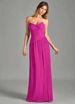 Azazie Becka Bridesmaid Dresses Fuchsia A-Line Strapless Chiffon Dress image4