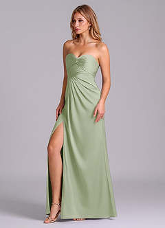 Azazie Sabrine Final Sale Dusty Sage A-Line Sweetheart Neckline Stretch Satin Dress image4