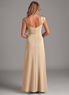 Azazie Laila Bridesmaid Dresses Champagne A-Line Pleated Stretch Satin Dress image2