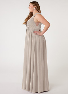 Azazie Ranvie Final Sale Black A-Line V-Neck Pleated Chiffon Dress image3