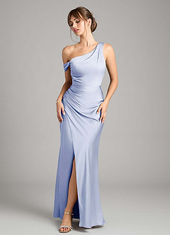 Azazie Madelyn Bridesmaid Dresses Ice Mermaid One Shoulder Stretch Satin Convertible Dress image1