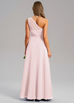 Azazie Phaedra Bridesmaid Dresses Blushing Pink A-Line One Shoulder Chiffon Dress image2