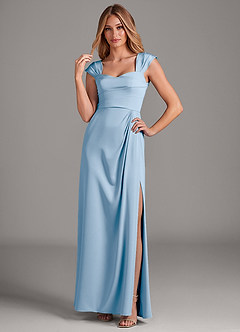 Azazie Laila Bridesmaid Dresses Powder Blue A-Line Sweetheart Neckline Stretch Satin Dress image3