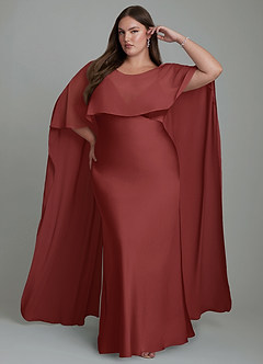 Azazie Stefania Robes de demoiselle d'honneur Robe Trapèze en Satin extensible Terracotta image7