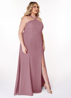 Azazie Rue Bridesmaid Dresses Vintage Mauve A-Line Halter Chiffon Dress image10