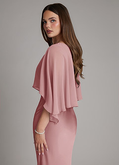 Azazie Ambra At-home Try On Dresses Dusty Rose Mermaid Pleated Stretch Satin Dress image8