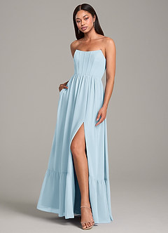 Azazie Kailee Bridesmaid Dresses Sky Blue A-Line with Pockets Chiffon Dress image4