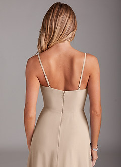 Azazie Breonna Final Sale Taupe A-Line Sweetheart Neckline Chiffon Dress image6