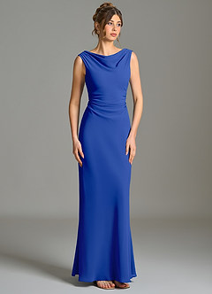 Azazie Kieryn Brautjungfernkleider Meerjungfrau-Linie Plissee Chiffon Kleid Königsblau image5
