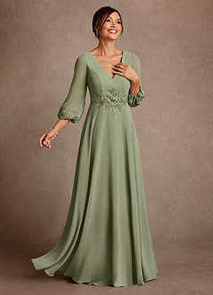 Azazie Yorba Kleider für die Brautmutter A-Linie Spitze Chiffon Kleid Pistazie image2