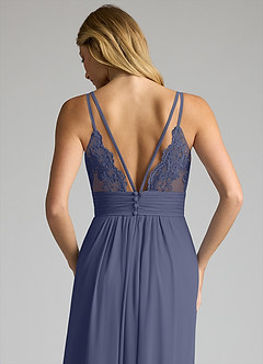 Azazie Maren Allure Bridesmaid Dresses Stormy A-Line V-Neck Lace Chiffon Dress image2