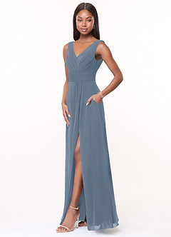 Azazie Karina Bridesmaid Dresses Twilight A-Line Pleated Chiffon Dress image3