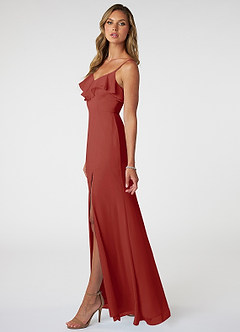 Azazie Natalia Final Sale Terracotta A-Line Chiffon Dress image3