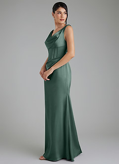 Azazie Spencer Bridesmaid Dresses Sea Moss Mermaid Pleated Stretch Satin Dress image4