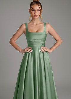 Azazie Azaria Bridesmaid Dresses Matcha A-Line Corset Stretch Satin Dress image6