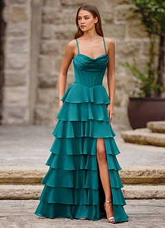 Rhythm Påfågelblå Volangklänning med A-linjeform image4