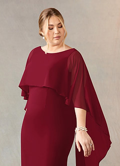 Azazie Dion Mother of the Bride Dresses Burgundy Sheath Scoop Stretch Crepe Dress image12