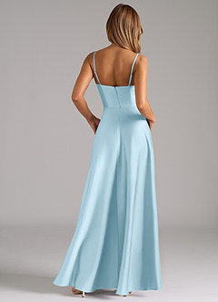 Azazie Elle Bridesmaid Dresses Sky Blue A-Line Pleated Stretch Satin Dress image7