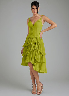 Azazie Rosa Bridesmaid Dresses Lemongrass A-Line Pleated Chiffon Dress image1