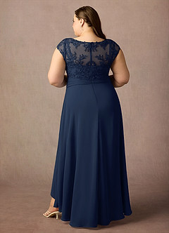 Azazie Irmeli Mother of the Bride Dresses Dark Navy A-Line Lace Chiffon Dress image8