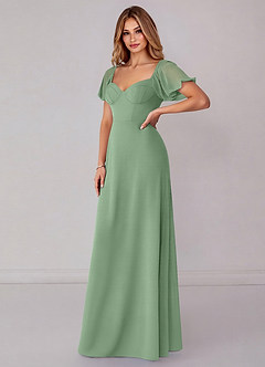 Azazie Fatima Bridesmaid Dresses Matcha A-Line with Pockets Chiffon Dress image4