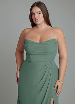 Azazie Johana Bridesmaid Dresses Sea Moss Mermaid Off the Shoulder Chiffon Convertible Dress image15