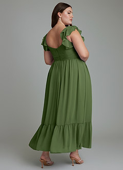 Azazie Anaya Bridesmaid Dresses Olive A-Line Sweetheart Neckline Chiffon Dress image11