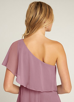 Azazie Lizzy Bridesmaid Dresses Vintage Mauve A-Line One Shoulder Chiffon Dress image3