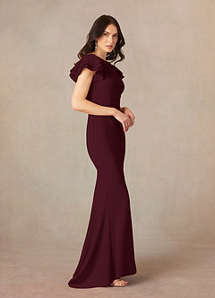 Azazie Peppermint Mother of the Bride Dresses Cabernet Mermaid Scoop Ruched Stretch Crepe Dress image2
