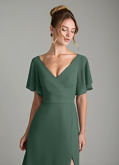 Azazie Ambrosia Bridesmaid Dresses Sea Moss A-Line Pleated Chiffon Dress image3