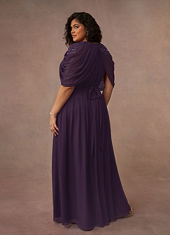 Azazie Olena Mother of the Bride Dresses Plum A-Line Sequins Chiffon Dress image10
