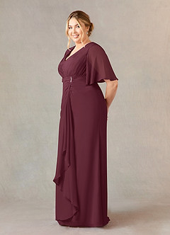Azazie Carson Mother of the Bride Dresses Cabernet A-Line V-Neck Lace Chiffon Dress image8