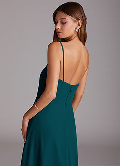 Azazie Wren 신부 들러리 드레스 A라인 스트랩리스 쉬폰 티 길이 드레스 image7