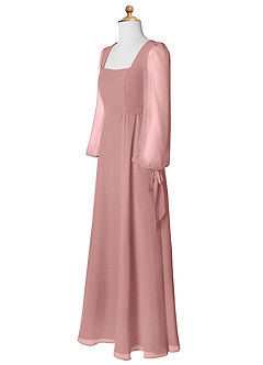 Azazie Leonia Junior Dusty Rose A-Line with Pockets Chiffon Dress image9