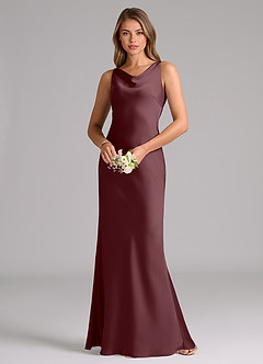 Azazie Allettie Robes de demoiselle d'honneur Robe Sirène en Satin extensible Sangria image3