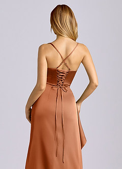 Azazie Sarai Suknie dla druhen Osłona Gorset Satyna elastyczna Do ziemi Sukienka image2