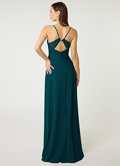 Azazie Minie Bridesmaid Dresses Pine A-Line Bow Chiffon Dress image2