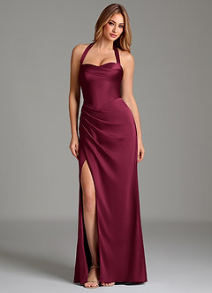 Azazie Serenity Bridesmaid Dresses Burgundy Mermaid Sweetheart Neckline Stretch Satin Dress image3